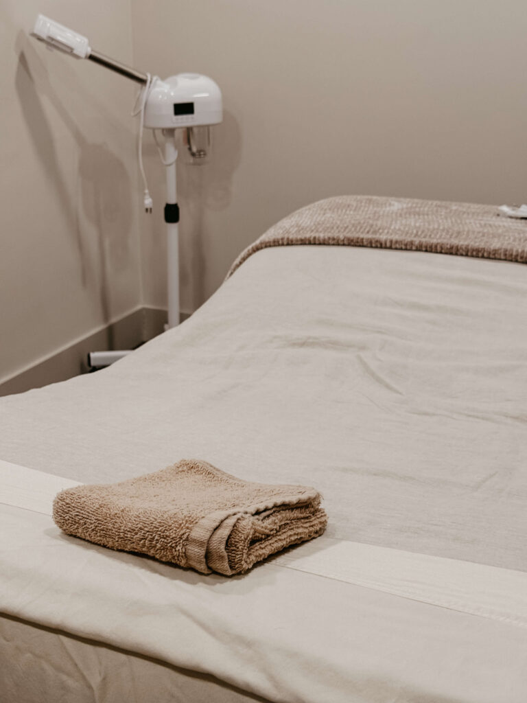 Med spa table ready for a customer at Blume Lancaster