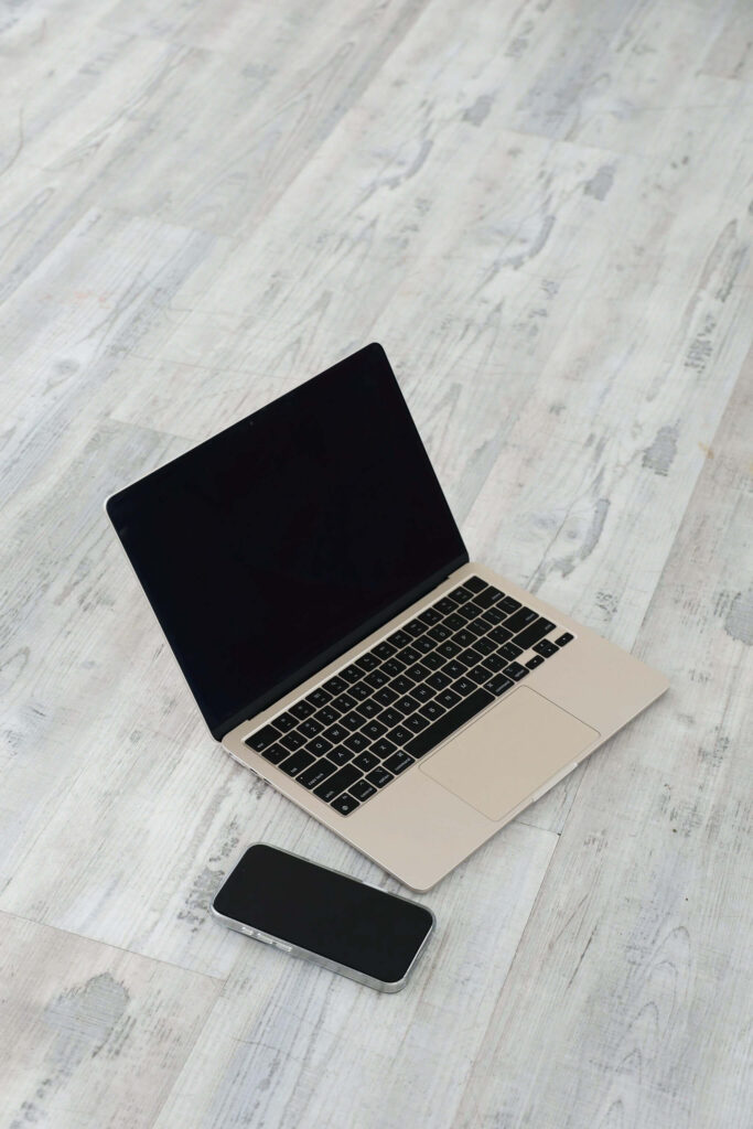 Inspired Social Studio's content creation tools: computer and iPhone