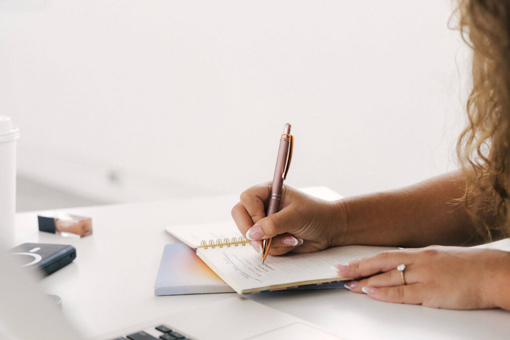 Entrepreneur planning content for their business Instagram